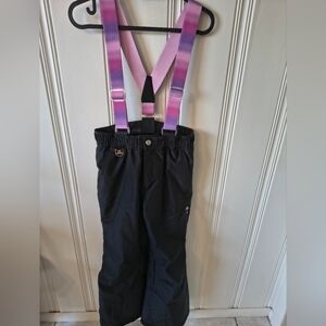 Gerry Black Snow Bibs M-10/12 with Pink/Purple Suspenders